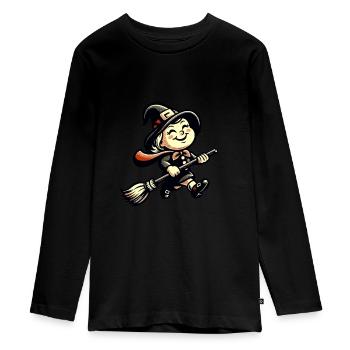 Sorcières de dessin animé rétro Design de sorcières vintage - T-shirt manches longues Premium Ado - noir - Devant - AI Model Kid Female (0cm)