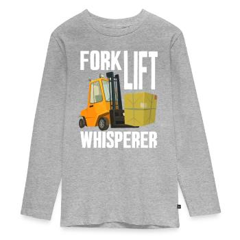 Gabelstapler Flüsterer - Teenager Premium Bio Langarmshirt - Grau meliert - Vorne