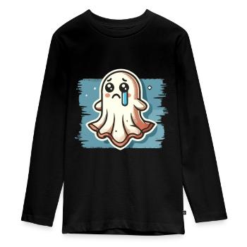 Sad Ghost Cute Weeping Ghosts - Teenager Premium Organic Long Sleeve Shirt - black - Front - AI Model Kid Female (0cm)