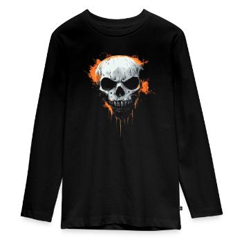 Costume d’Halloween Horreur Crâne menaçant - T-shirt manches longues Premium Ado - noir - Devant - AI Model Kid Female (0cm)