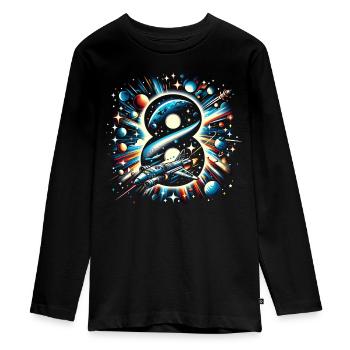 Astronaut 8. Geburtstag Weltraum Jungen 8 Jahre - Teenager Premium Bio Langarmshirt - Schwarz - Vorne - AI Model Kid Female (0cm)