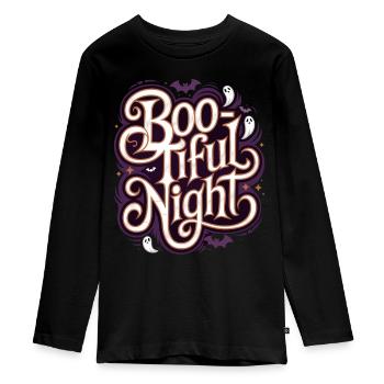 Boo-Tiful Nuit Halloween Effrayant Drôle - T-shirt manches longues Premium Ado - noir - Devant - AI Model Kid Female (0cm)