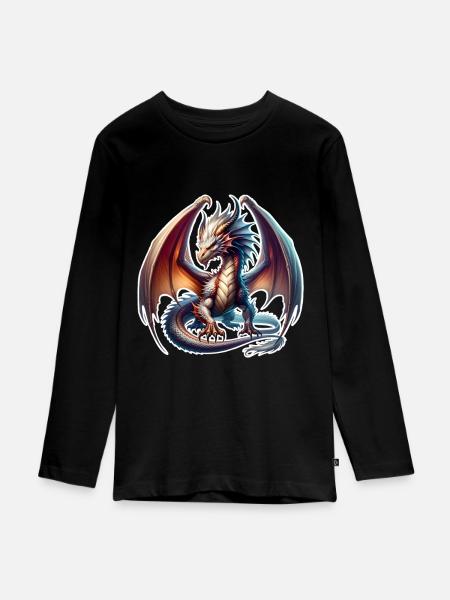 Drache - Teenager Premium Bio Langarmshirt - Schwarz