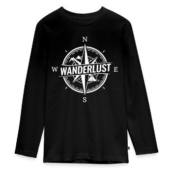 Wanderlust Compass - Teenager Premium Organic Long Sleeve Shirt - black - Front - AI Model Kid Female (0cm)