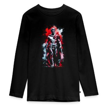 Marcus Aurelius Porträt - Teenager Premium Bio Langarmshirt - Schwarz - Vorne - AI Model Kid Female (0cm)
