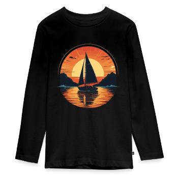 Voilier Sunset Adventure - T-shirt manches longues Premium Ado - noir - Devant - AI Model Kid Female (0cm)