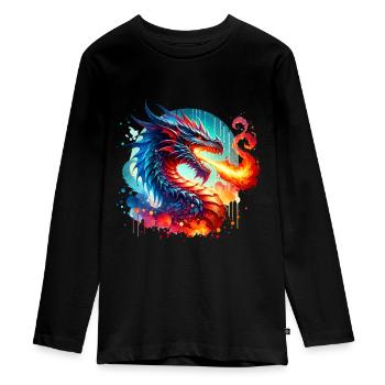 Drache - Teenager Premium Bio Langarmshirt - Schwarz - Vorne - AI Model Kid Female (0cm)