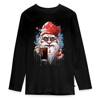 Gnome au chapeau de Père Noël - T-shirt manches longues Premium Ado - noir - Devant - AI Model Kid Female (0cm)