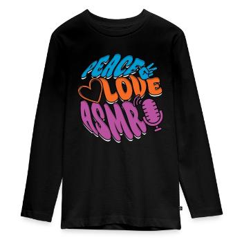 Peace Love ASMR - Teenager Premium Organic Long Sleeve Shirt - black - Front - AI Model Kid Female (0cm)