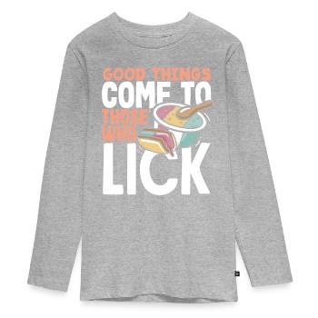 De bonnes choses pour les amateurs de glaces - T-shirt manches longues Premium Ado - gris chiné - Devant