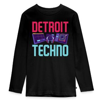 Detroit Techno Für Techno Lover - Teenager Premium Bio Langarmshirt - Schwarz - Vorne - AI Model Kid Female (0cm)