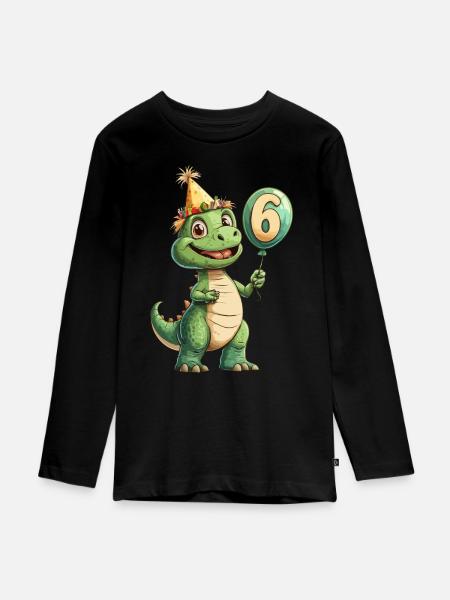 6th Birthday Dino - Teenager Premium Organic Long Sleeve Shirt - black