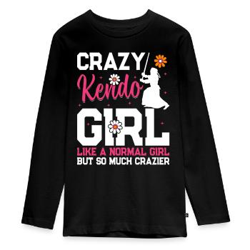 Kendo Girls Kendo Wrestler Crazy Kendo girl - Teenager Premium Bio Langarmshirt - Schwarz - Vorne - AI Model Kid Female (0cm)