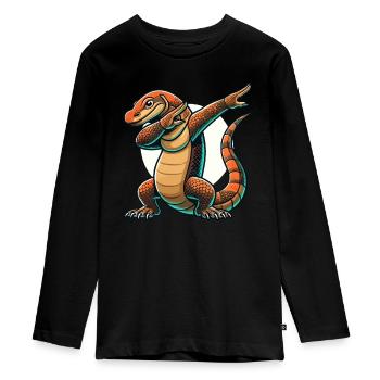 Dragon de Komodo, Lézard varan, Reptile, Dabbing - T-shirt manches longues Premium Ado - noir - Devant - AI Model Kid Female (0cm)