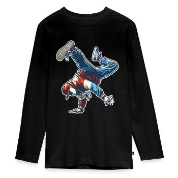 Breakdance - Teenager Premium Bio Langarmshirt - Schwarz - Vorne - AI Model Kid Female (0cm)