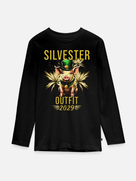 Silvester Outfit 2029 - Teenager Premium Bio Langarmshirt - Schwarz