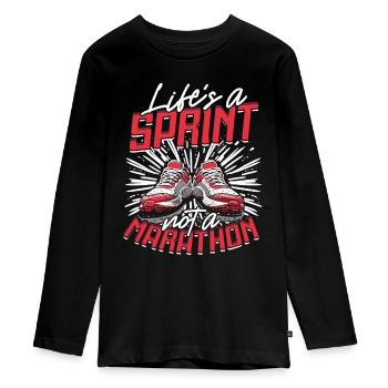 Sprint Leichtathletik Sprinten Life's A Sprint - Teenager Premium Bio Langarmshirt - Schwarz - Vorne - AI Model Kid Female (0cm)