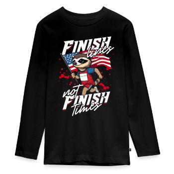 Sprint Leichtathletik Sprinten - Teenager Premium Bio Langarmshirt - Schwarz - Vorne - AI Model Kid Female (0cm)