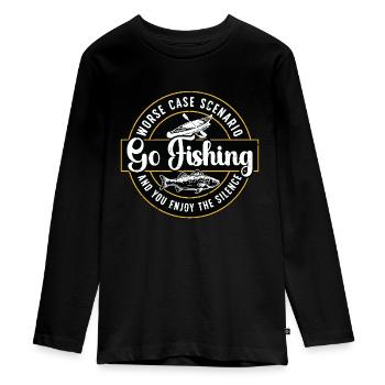 Kayak Fishing Worse Case Scenario Go Paddling - Teenager Premium Organic Long Sleeve Shirt - black - Front - AI Model Kid Female (0cm)