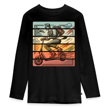 E-Scooter E-Scooter Kick Scooter - Teenager Premium Organic Long Sleeve Shirt - black - Front - AI Model Kid Female (0cm)