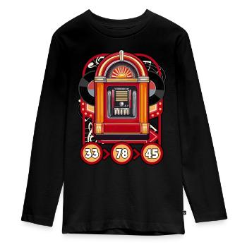 Jukebox Collector 33 78 45 - Teenager Premium Organic Long Sleeve Shirt - black - Front - AI Model Kid Female (0cm)