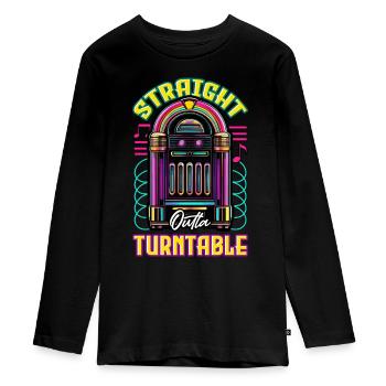 Jukebox Collectible Straight Outta Turntable - Teenager Premium Organic Long Sleeve Shirt - black - Front - AI Model Kid Female (0cm)