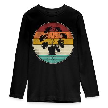 Amoureux des plantes jardinage rétro - T-shirt manches longues Premium Ado - noir - Devant - AI Model Kid Female (0cm)