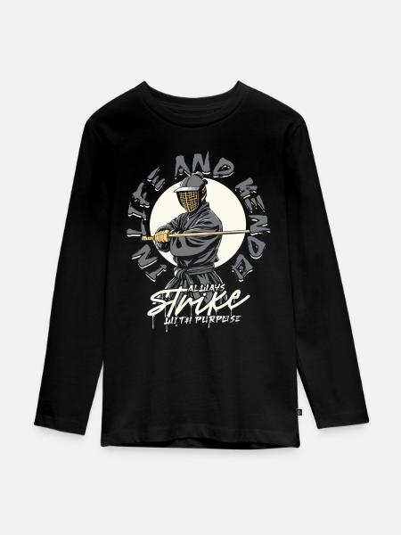 Kendo Japanische Kampfsportarten - Teenager Premium Bio Langarmshirt - Schwarz