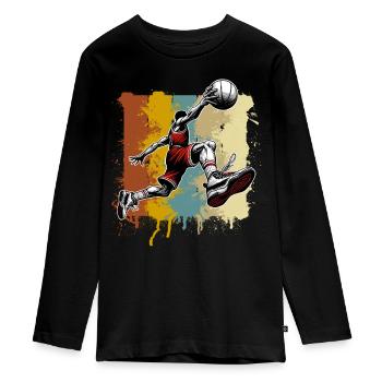 Basketball Basketballer - Teenager Premium Bio Langarmshirt - Schwarz - Vorne - AI Model Kid Female (0cm)