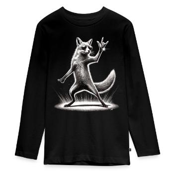 Rock Fox – Cool and Wild - Teenager Premium Organic Long Sleeve Shirt - black - Front - AI Model Kid Female (0cm)