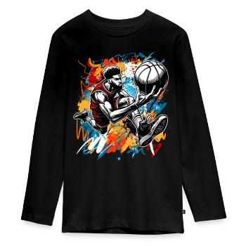 Basketball Basketballer - Teenager Premium Bio Langarmshirt - Schwarz - Vorne - AI Model Kid Female (0cm)