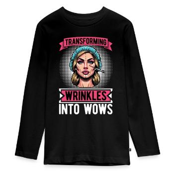 Plastic Surgery Transforming Wrinkles Esthetician - Teenager Premium Bio Langarmshirt - Schwarz - Vorne - AI Model Kid Female (0cm)