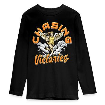 Marathoniens à la poursuite des victoires - T-shirt manches longues Premium Ado - noir - Devant - AI Model Kid Female (0cm)