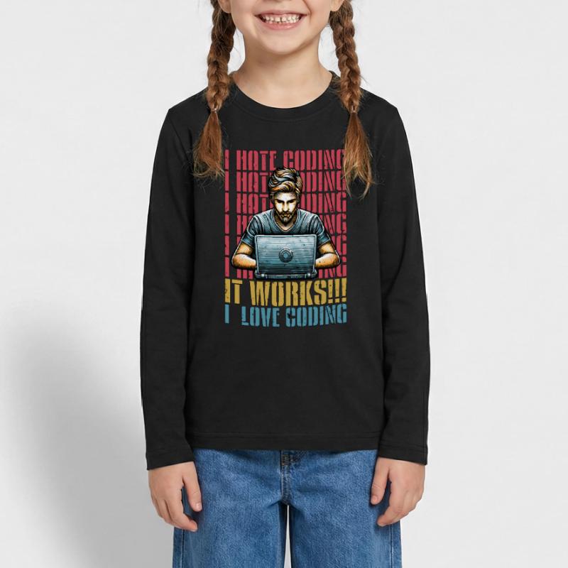 Coder I Hate Coding Developer Technology Coders Teenager Premium Bio Langarmshirt