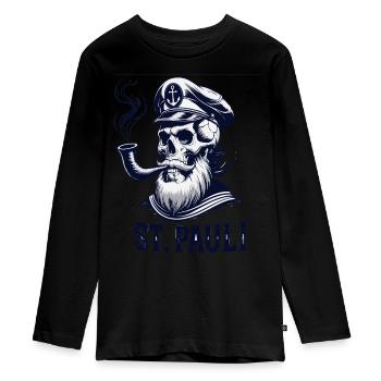 St.Pauli Kiez Hamburg Totenkopf Sankt Pauli - T-shirt manches longues Premium Ado - noir - Devant - AI Model Kid Female (0cm)