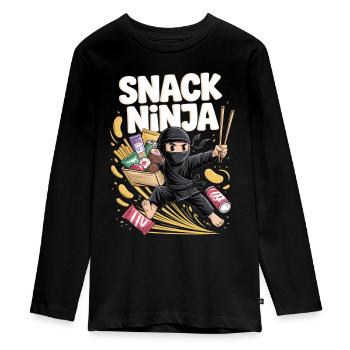 Snack Ninja – Attaque de friandises - T-shirt manches longues Premium Ado - noir - Devant - AI Model Kid Female (0cm)