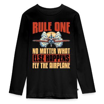 Aerobatic Pilot Rule One RC Pilot Loves Aviation - Teenager Premium Bio Langarmshirt - Schwarz - Vorne - AI Model Kid Female (0cm)