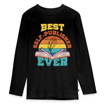 Author Authors Best Self Published Ever - Teenager Premium Organic Long Sleeve Shirt - black - Front - AI Model Kid Female (0cm)