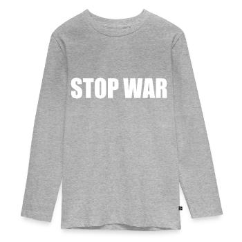 Stop war - T-shirt manches longues Premium Ado - gris chiné - Devant