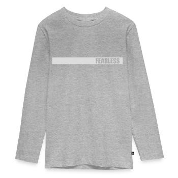 onverschrokken ontwerp van tekstcitaten - Tieners Premium Bio shirt met lange mouwen - grijs gemêleerd - Voor