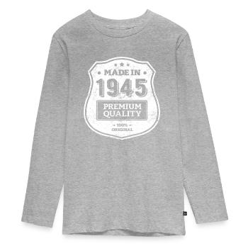 HERGESTELLT 1945 - Teenager Premium Bio Langarmshirt - Grau meliert - Vorne