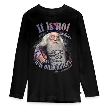 Harry Potter Saying Of Albus Dumbledore - Teenager Premium Organic Long Sleeve Shirt - black - Front - AI Model Kid Female (0cm)