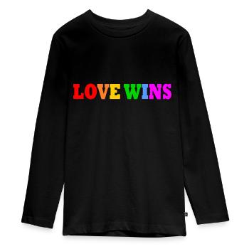 Love wins - Teenager Premium Organic Long Sleeve Shirt - black - Front - AI Model Kid Female (0cm)