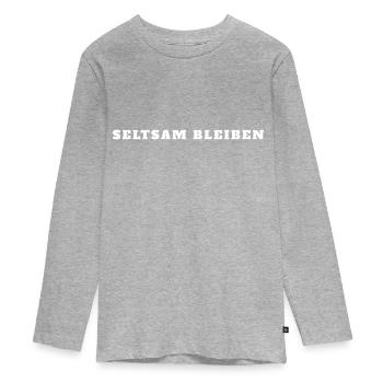 Seltsan - Text - Teenager Premium Bio Langarmshirt - Grau meliert - Vorne