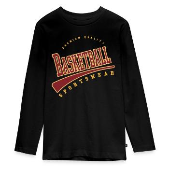 Basketball Sports College High School Style - T-shirt manches longues Premium Ado - noir - Devant - AI Model Kid Female (0cm)