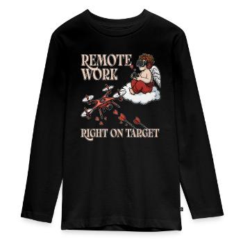 Cupid Remote Work, Valentinstag - Teenager Premium Bio Langarmshirt - Schwarz - Vorne - AI Model Kid Female (0cm)