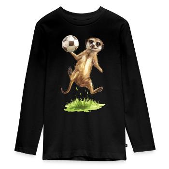 Soccer Meerkat Suricato di calcio Ballon de soccer - T-shirt manches longues Premium Ado - noir - Devant - AI Model Kid Female (0cm)