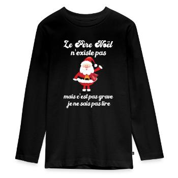 le père noël n'existe pas - T-shirt manches longues Premium Ado - noir - Devant - AI Model Kid Female (0cm)