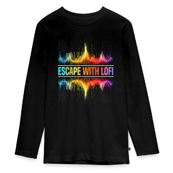 Lofi Mélomane Basse Fidélité Esthétique Japonaise - T-shirt manches longues Premium Ado - noir - Devant - AI Model Kid Female (0cm)