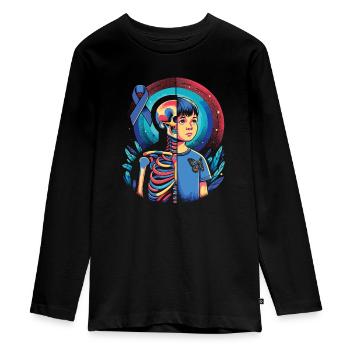 Juvenile Arthritis Awareness Autoimmune Disease - Teenager Premium Organic Long Sleeve Shirt - black - Front - AI Model Kid Female (0cm)